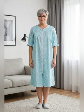 Vintage  Blue Nightie w/ Zipper & Pockets- Size 2XL